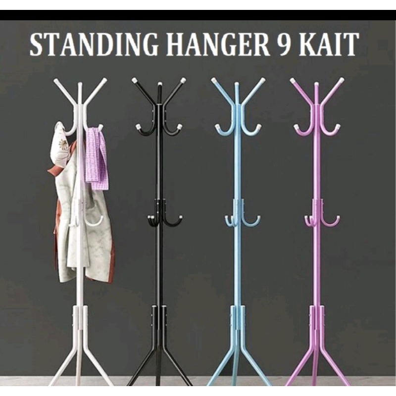 Jual Stand Hanger Multifungsi 9 Kait Gantungan Berdiri Hanger Berdiri Serbaguna Shopee 9645