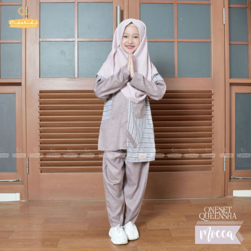 One set tunik queensha oidokids/baju muslim anak perempuan