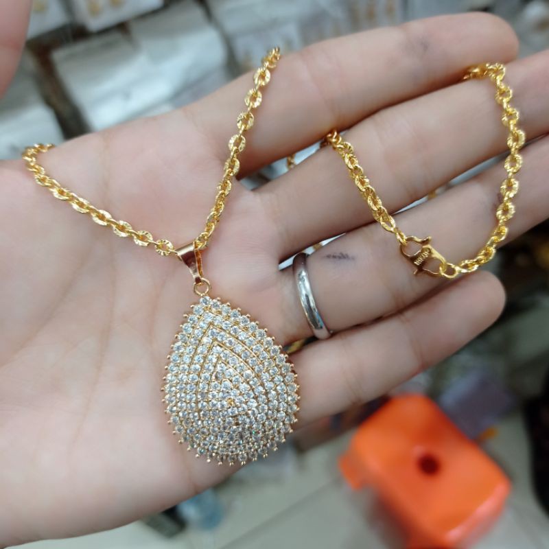 set perhiasan xuping dewasa mewah, kalung dan liontin, panjang kalung 45cm