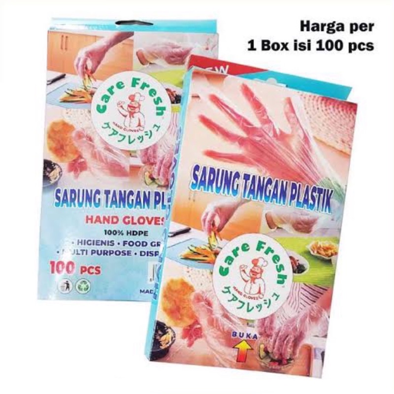 SARUNG TANGAN PLASTIK isi 100pcs / 50 pasang TP Care Fresh Onemed Kharisma Disposable Gloves Sarung Tangan Sekali Pakai