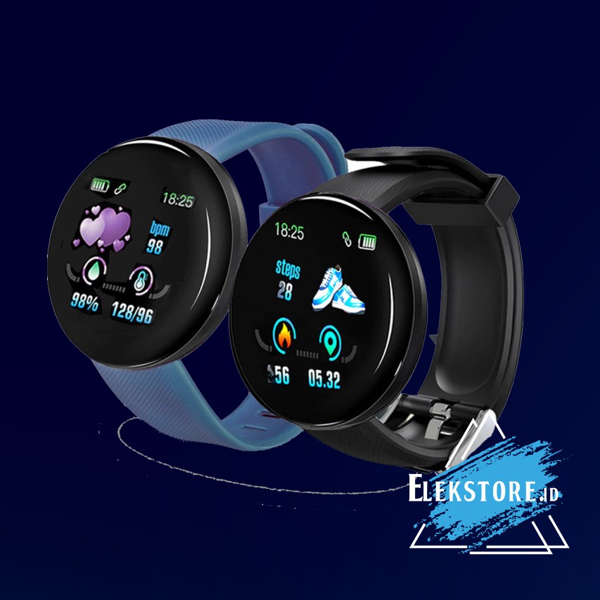 Jam Tangan Fashion Pria Wanita Smartwatch D18 Smartband Sport IP67 Anti Air Fitness Tracker