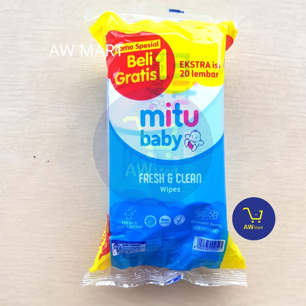 [BUY 1 + GET 1] MITU TISSUE / TISU BASAH BAYI - WIPES BABY 50 SHEET 50'S  - Fresh And Clean wipes