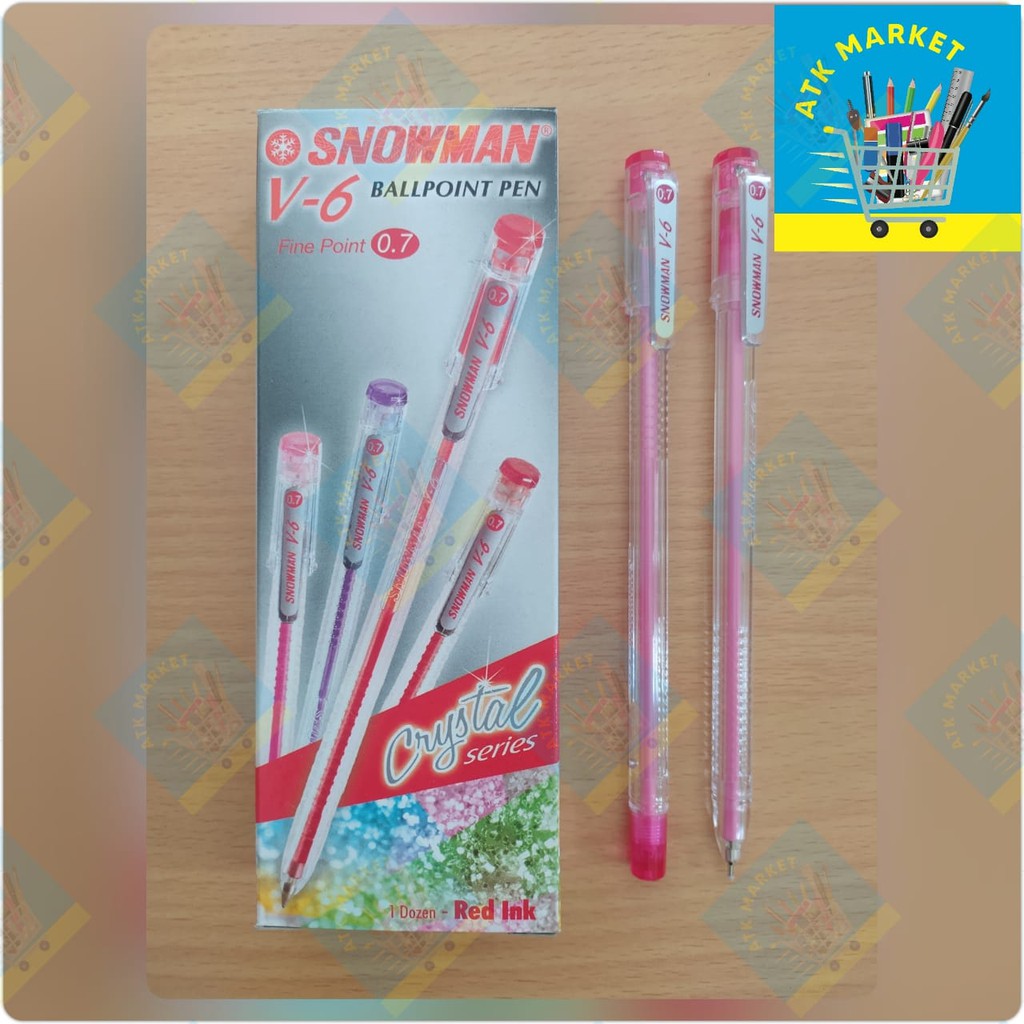 

Bolpen / Pulpen / Ballpoint Pen Snowman V-6 Merah 0.7mm
