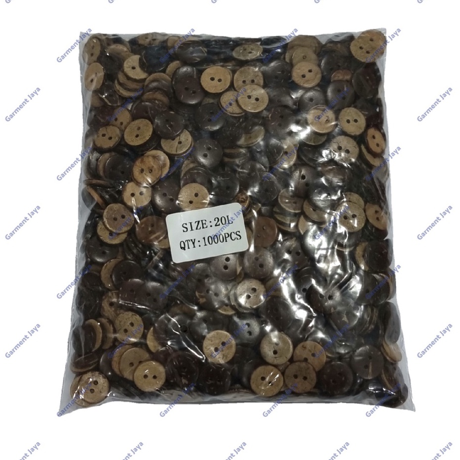 Kancing Batok 13mm/1,3cm/20L Isi 1000 pcs Kancing Baju Hem Kemeja Batok Kelapa Pernis