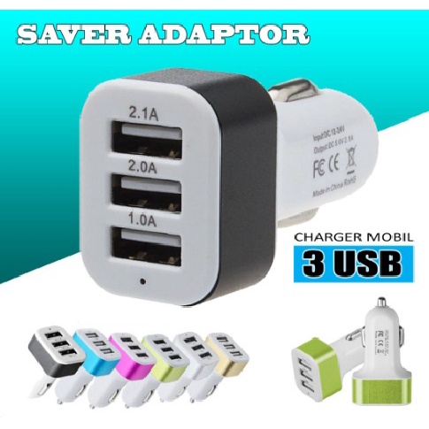 SAVER ADAPTOR 3 USB CHARGER MOBIL