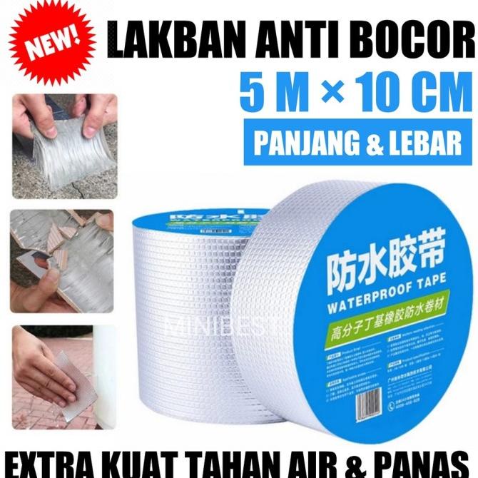 

Lakban Anti Bocor Lem Anti Air Aluminium Super Waterprof Tape 5Mx10CM