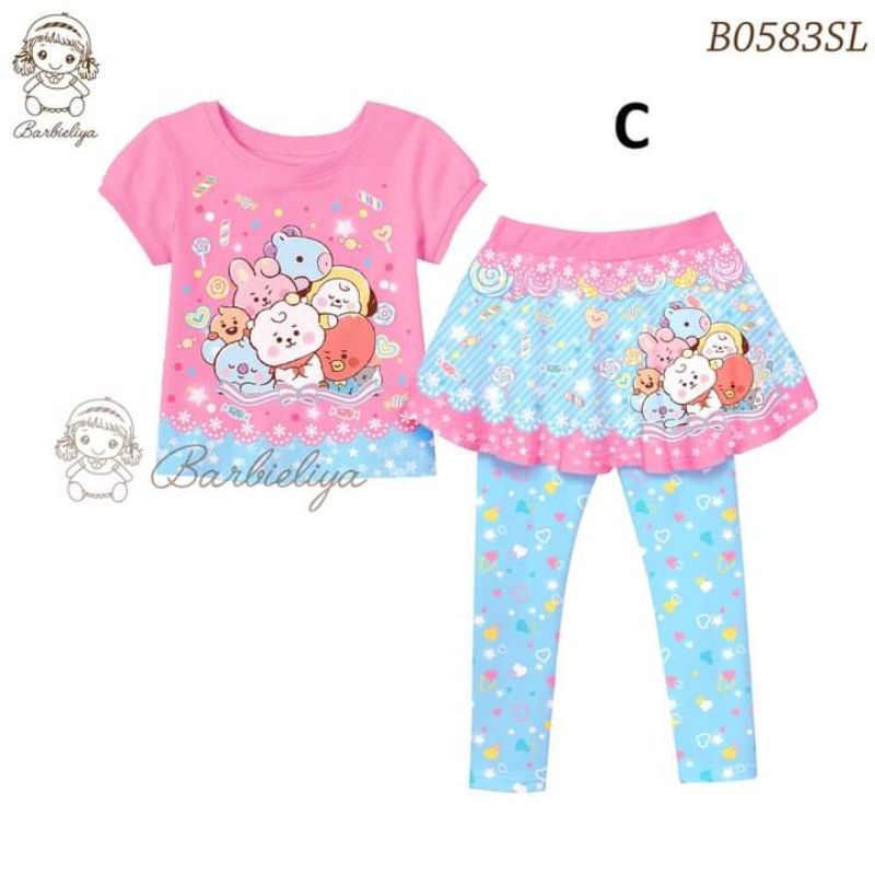 BL41 BAJU ANAK + LEGGING ROK bahan katun