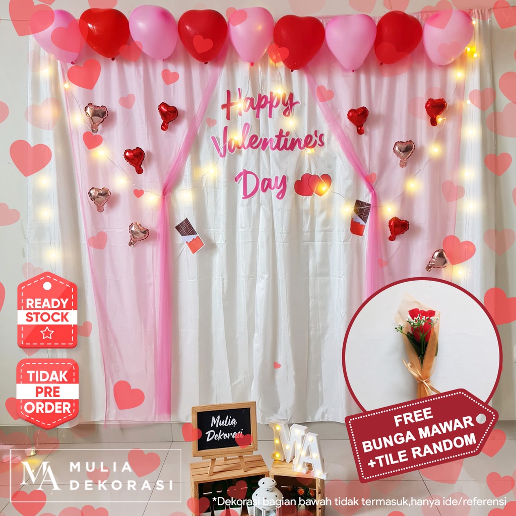 Dekorasi Backdrop Valentine Hari Kasih Sayang Februari Nyatakan Cinta Couple Paket Valentine Pink