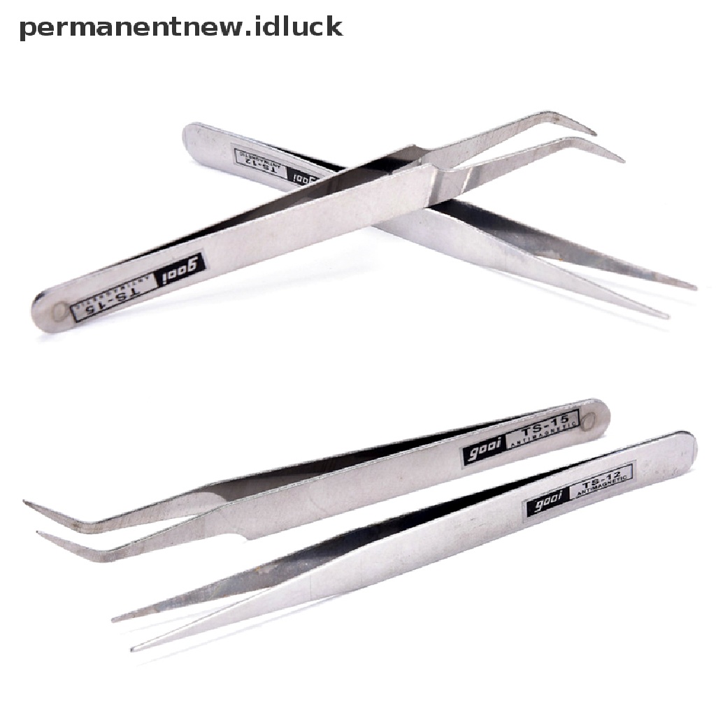 2 Pcs Pinset Pick Bulu Mata Bahan Stainless Steel Untuk Nail Art