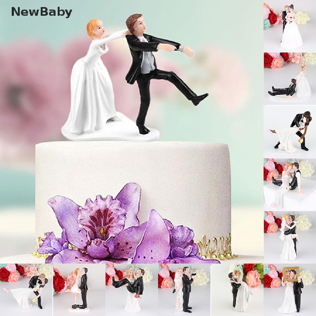 Topper Kue Bentuk Pengantin Pria / Wanita Bahan Resin Sintetis 12 Model