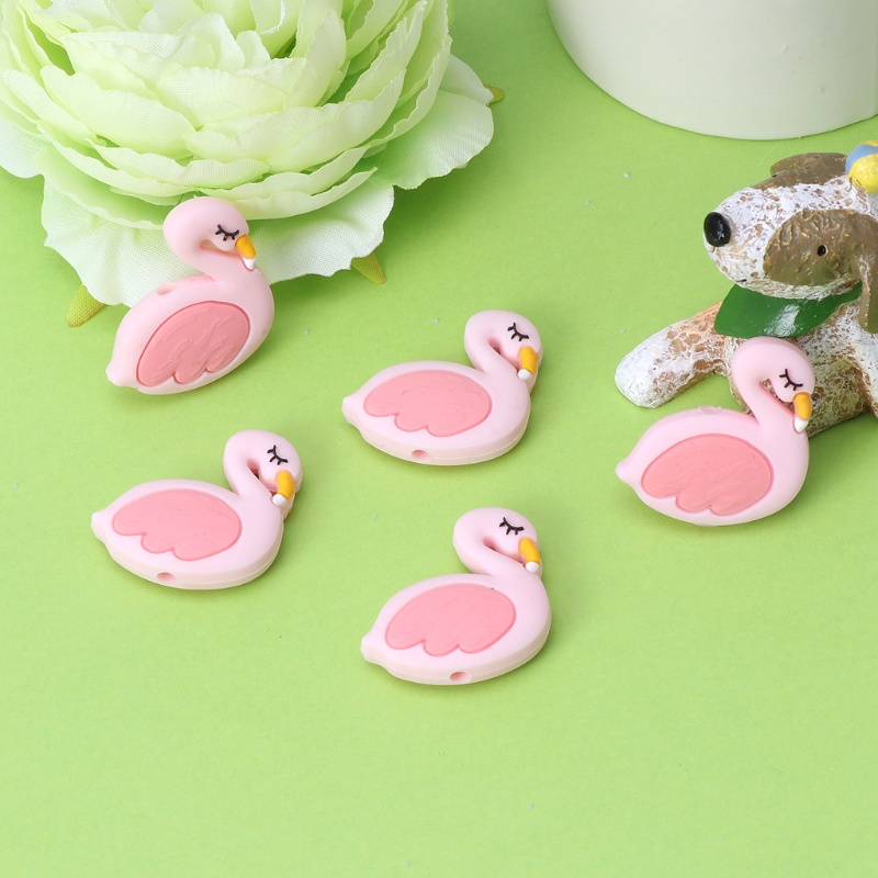 Mary Mainan Teether Bayi Bentuk Flamingo Bahan Silikon Untuk DIY Perhiasan