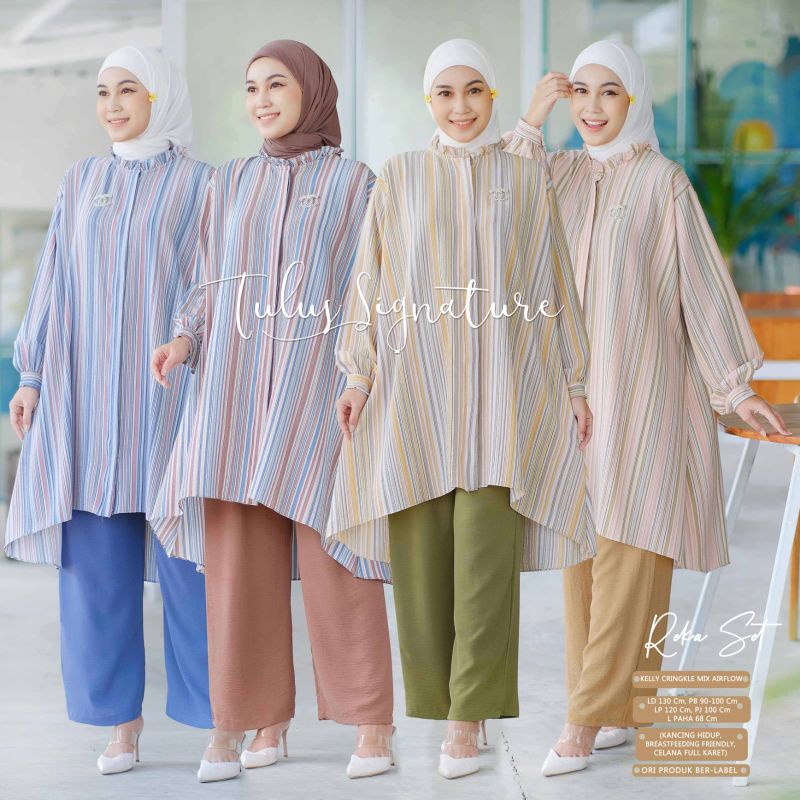 REKA SET TULUS SIGNATURE Crincle Setelan Baju Wanita Kekinian One Set Jumbo LD 130