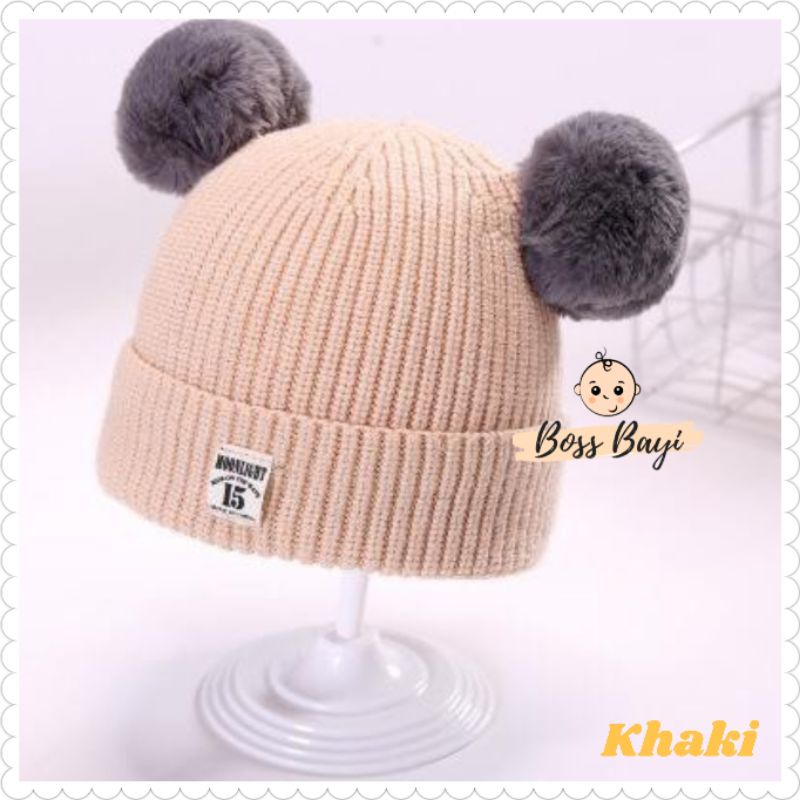 Topi Rajut Pom² Bayi / Topi Bayi Bulu Lucu / Topi Kupluk Wol