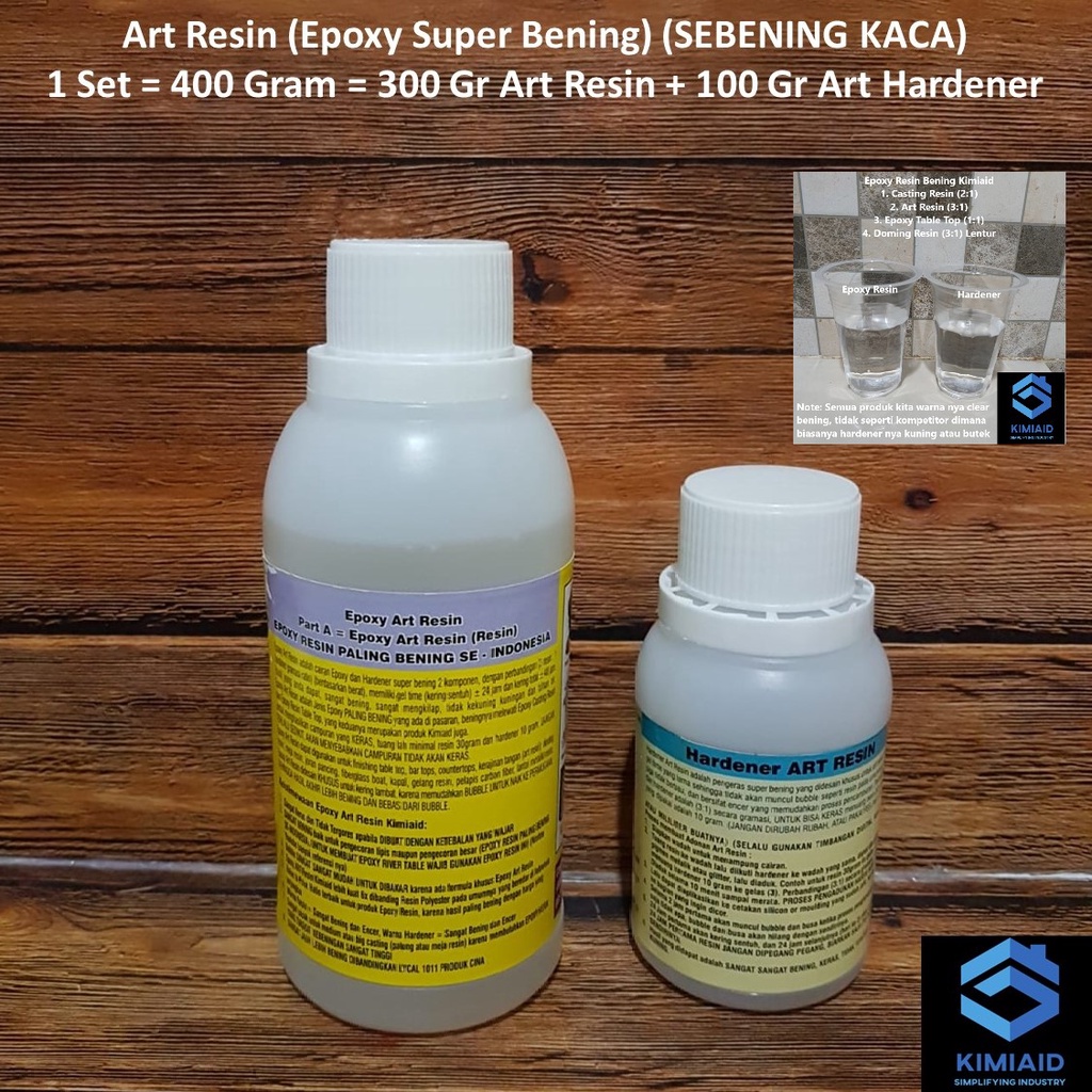 Epoxy Resin Bening - 400 Gr - Art Resin - Resin Bening - Resin Super - Kerajinan Tangan - Meja