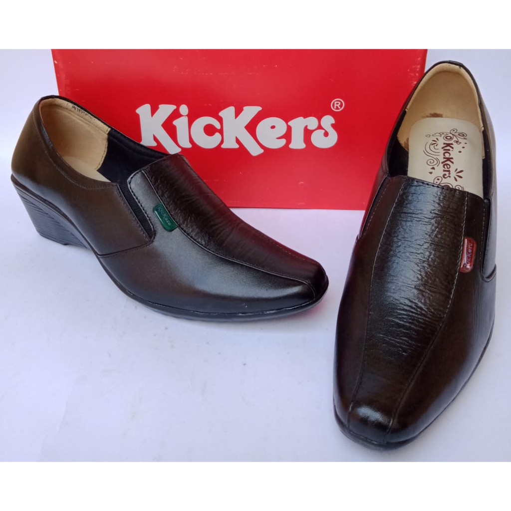 Sepatu pantofel wanita kickers kulit asli original fantofel elastis slip on formal kerja kantor COD