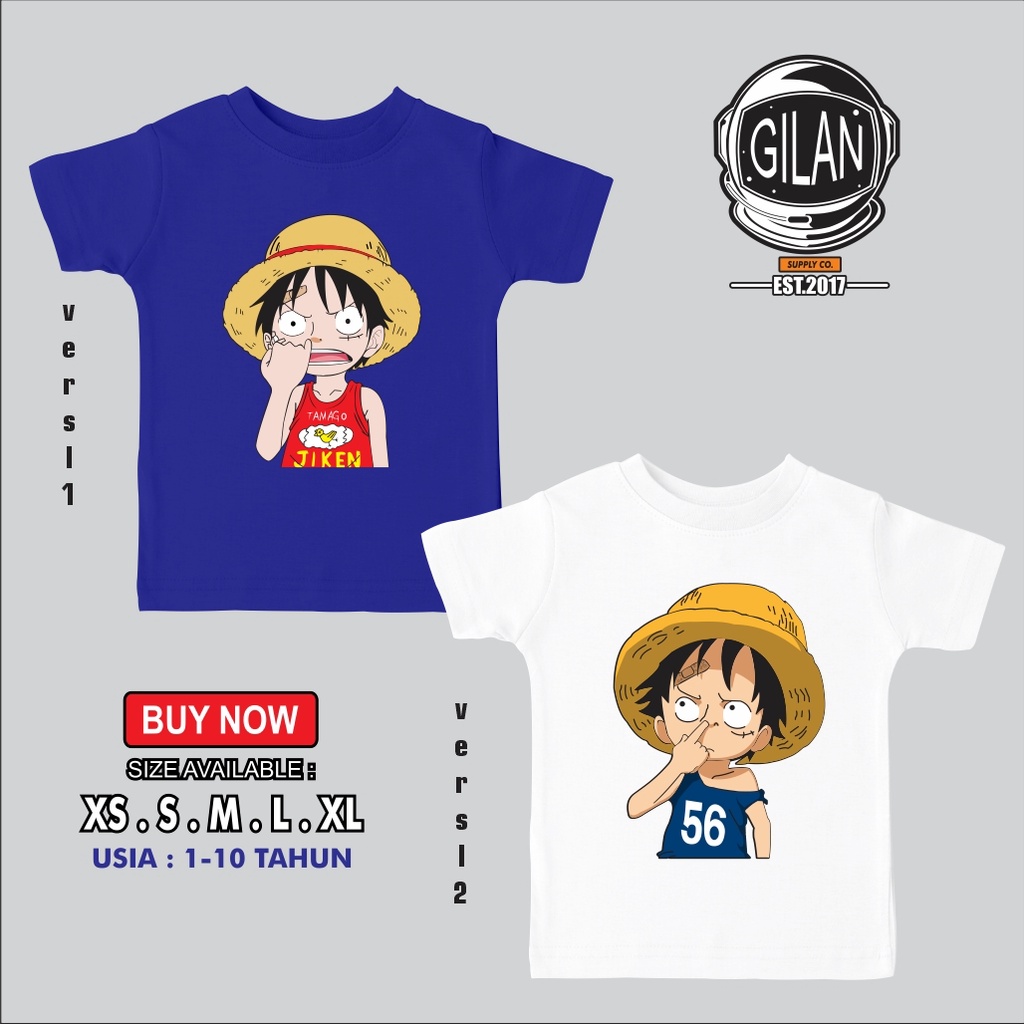 Kaos Baju Anak MONKEY D LUFFY ngupil Kaos anak Anime One Piece - MIRL Cloth