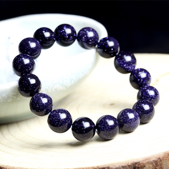 Natural Blue Sandstone Beads Bracelet Good Luck Couple Jewelry