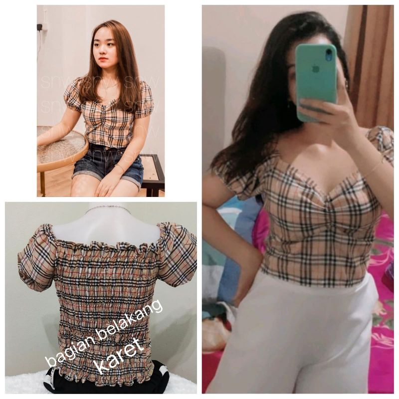 NCVN CALIA BB BLOUSE  BAHAN KATUN KOTAK MOTIF BB