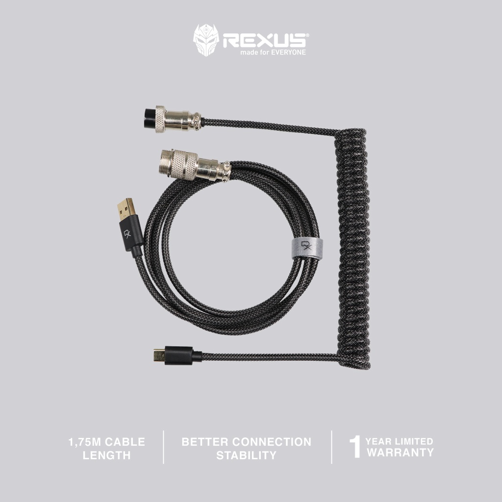 Coiled Cable USB Type-C for Mechanical Keyboard Rexus Daxa DX-CC1/ DXCC1/ CC1