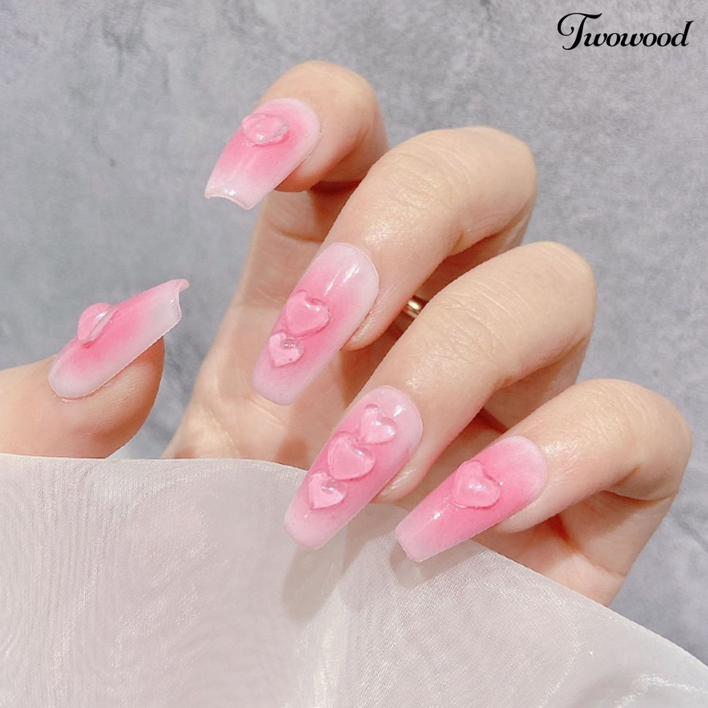 100 Pcs Aksesoris Kuku Flexible Bentuk Hati 3D Bahan Resin Untuk Nail Art