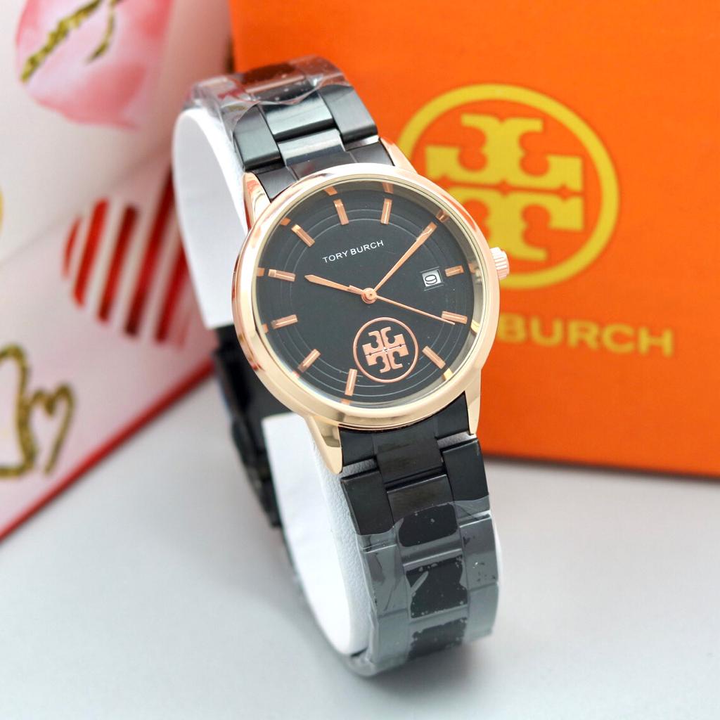 BEST SELLER JAM TANGAN WANITA TORY BURCH O90 TALI RANTAI TANGGAL AKTIF DM 3.8CM FREE BOX || JAM TANGAN WANITA FASHION WANITA TORY