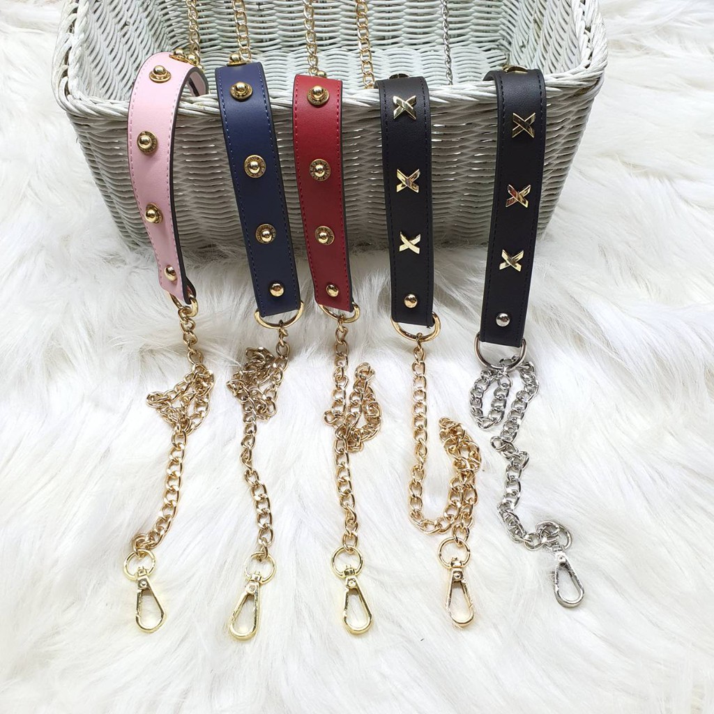 bagstrap rantai mix kulit motif tali tas fashion selempang panjang