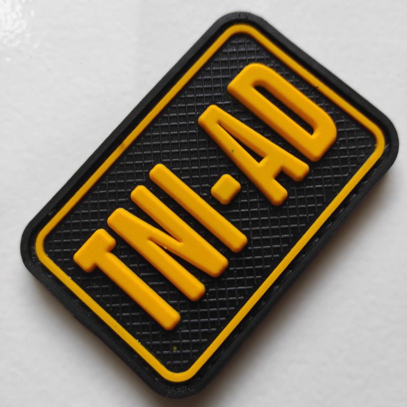 patch rubber tni ad tulisan lis kuning/patch rubber logo tni/tempelan emblem karet velcro