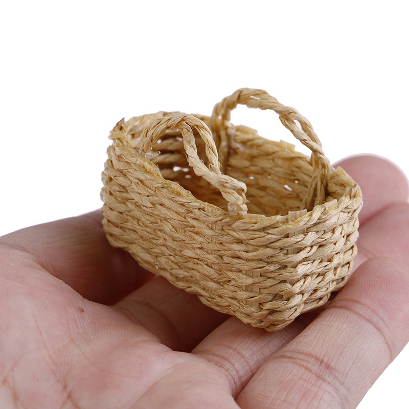 Miniatur Keranjang Rotan Hand woven Untuk Rumah Boneka 1 / 12