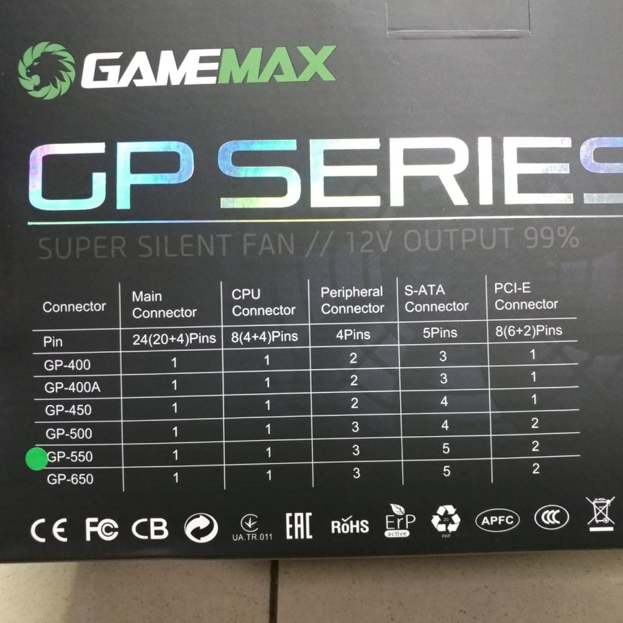 SC Gamemax PSU 550W 80+ Bronze - Power Supply 550W 80+ Bronze