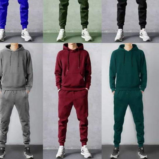 ✭ STELAN SWEATER HOODIE + CELANA JOGGER PRIA DEWASA BAJU TRAINING MURAH SET TRAINING COWOK POLOS SS 