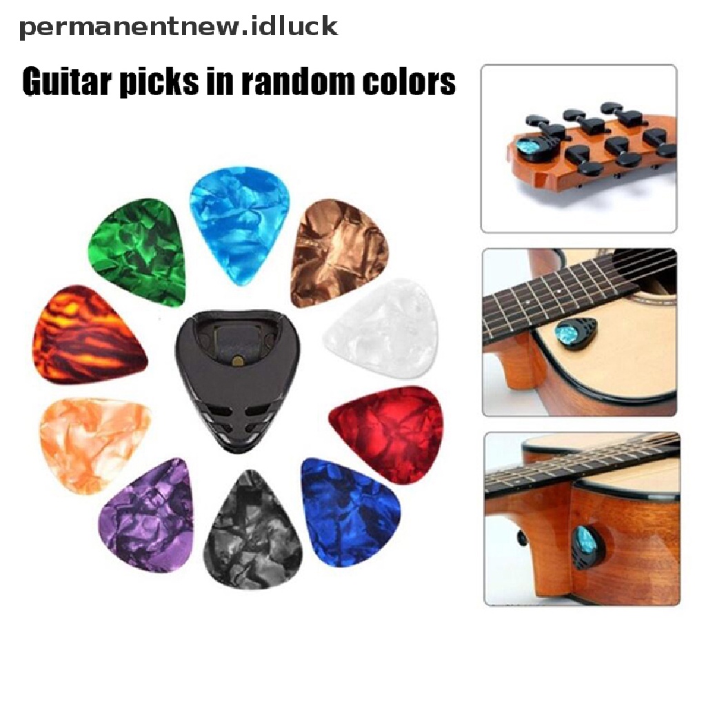 10 Pcs Plectrums 1 Pick Holder Celluloid Warna-Warni Untuk Gitar Akustik Elektrik