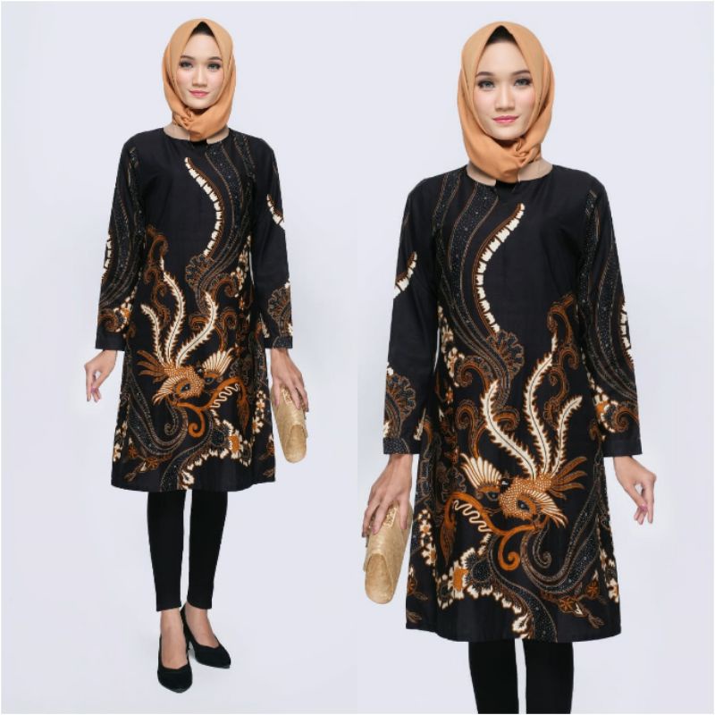 Dress Batik Jumbo Modern XXXL Atasan Wanita Tunik Big Size 4L 5L Lengan Panjang JHN