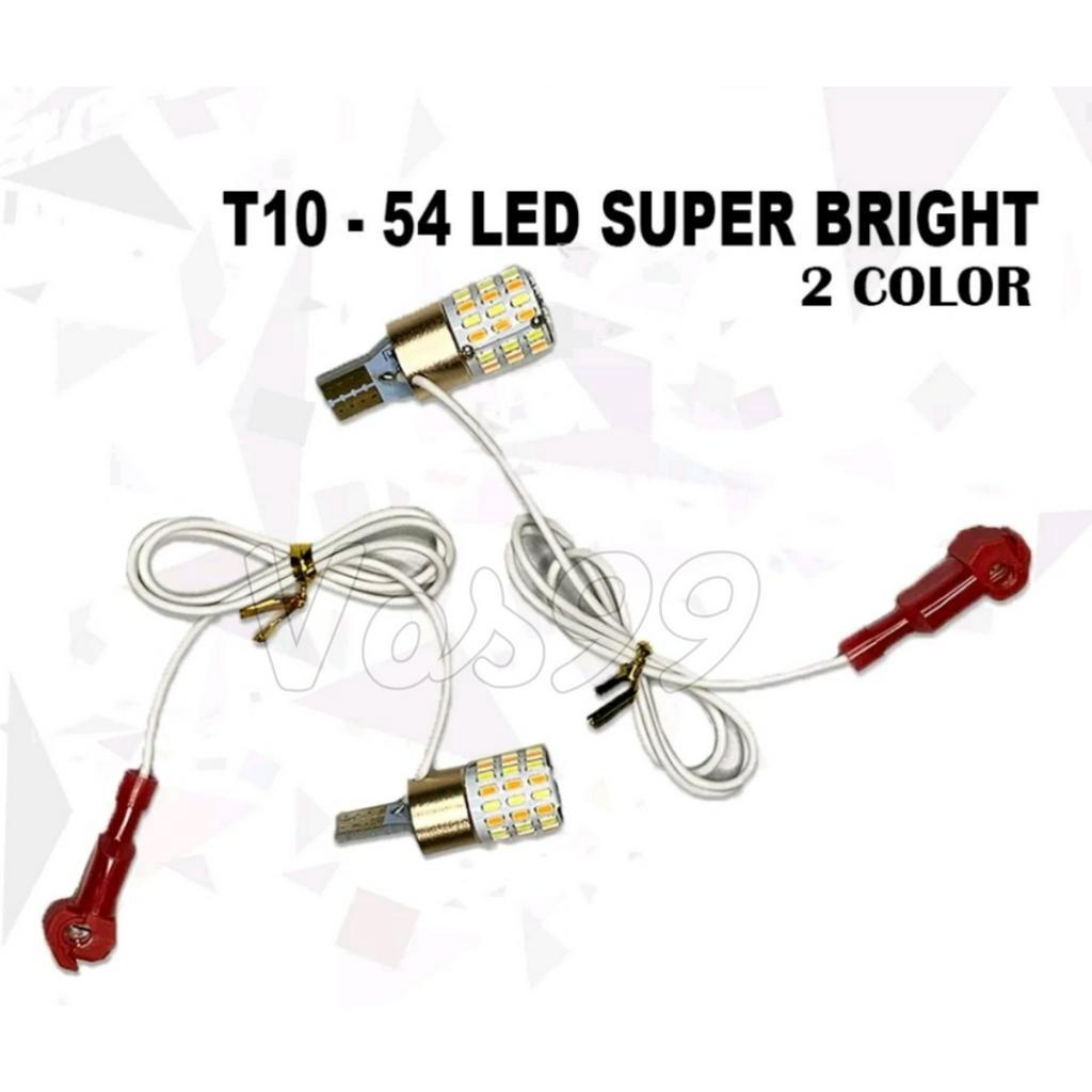 LAMPU SEN T10 2 MODE SENJA &amp; SEIN 2 WARNA 54 MATA LED SUPER TERANG UNIVERSAL