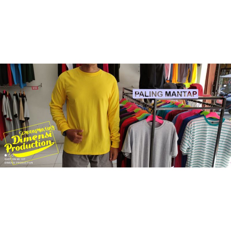 KAOS POLOS KUNING LENGAN PANJANG RIB