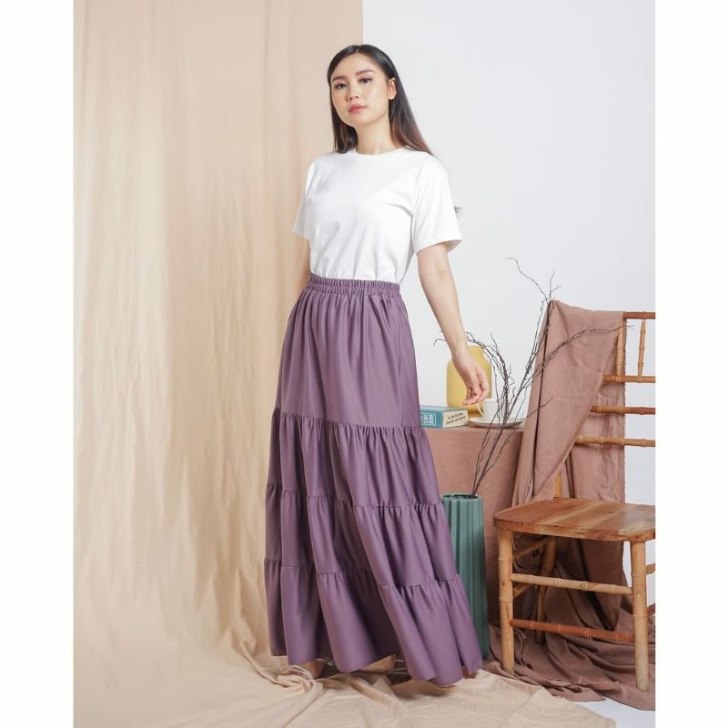 ROK SUSUN MAXI SKIRT / ROK PREMIUM VARIAN WARNA / ROK KEKINIAN / MODEL TERBARU- TERLARIS