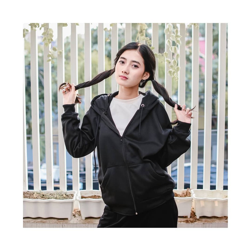 Sonya Zipper || Sony Zipper Hoodie  Wanita Pria-sonya hitam
