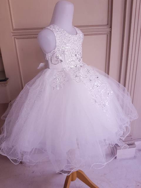 GA2550 PREMIUM LOUISE DRESS WHITE /gaun pesta baptis anak perempuan tutu putih wedding birthday