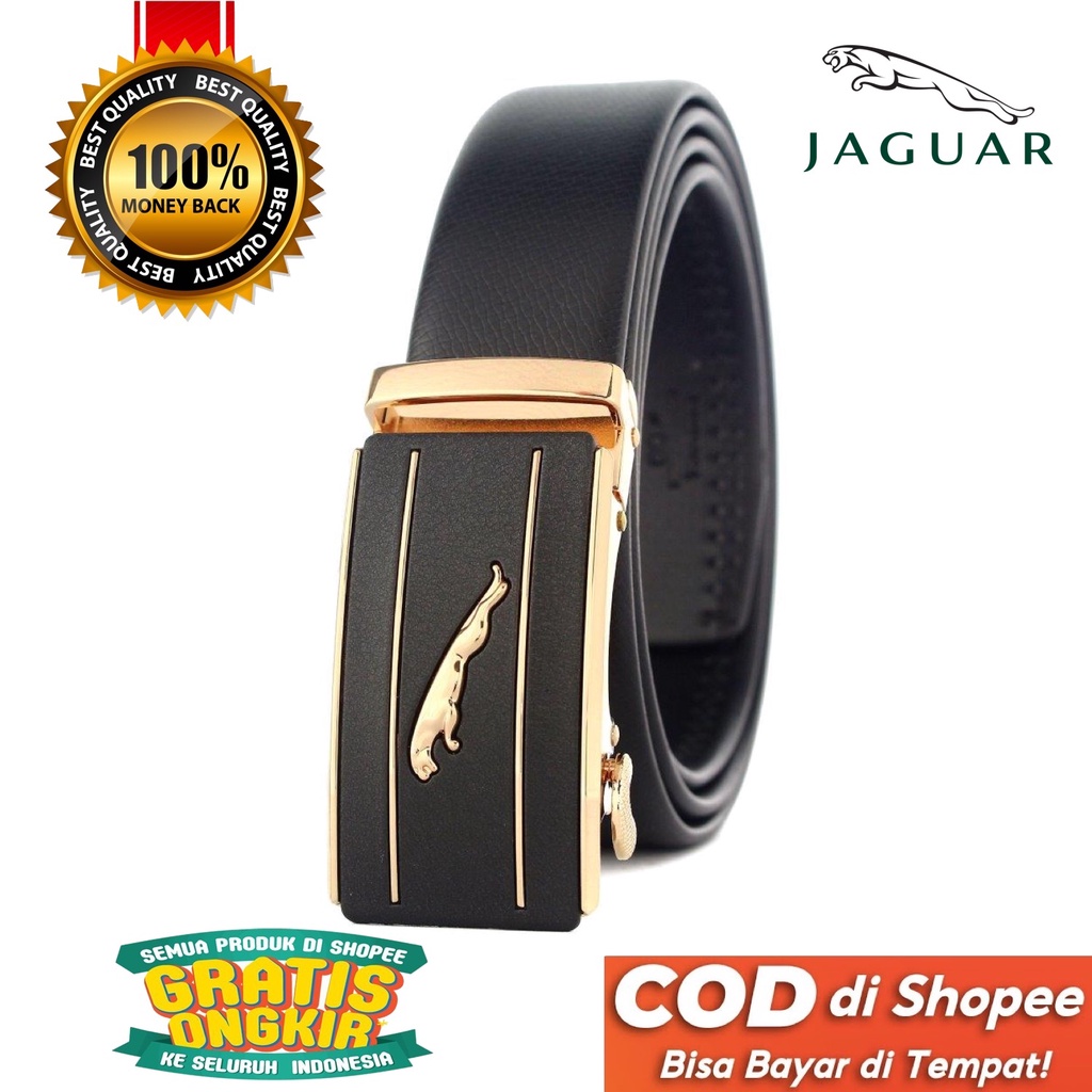 TOKOKOE - Gesper Ikat Pinggang Pria model Rel Big Size Kulit - JAGUAR JG7 Hitam