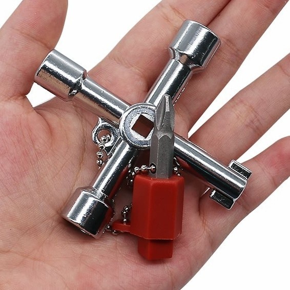6 In 1 Gantungan Kunci Obeng Kunci Pas Multifungsi model cross salib
