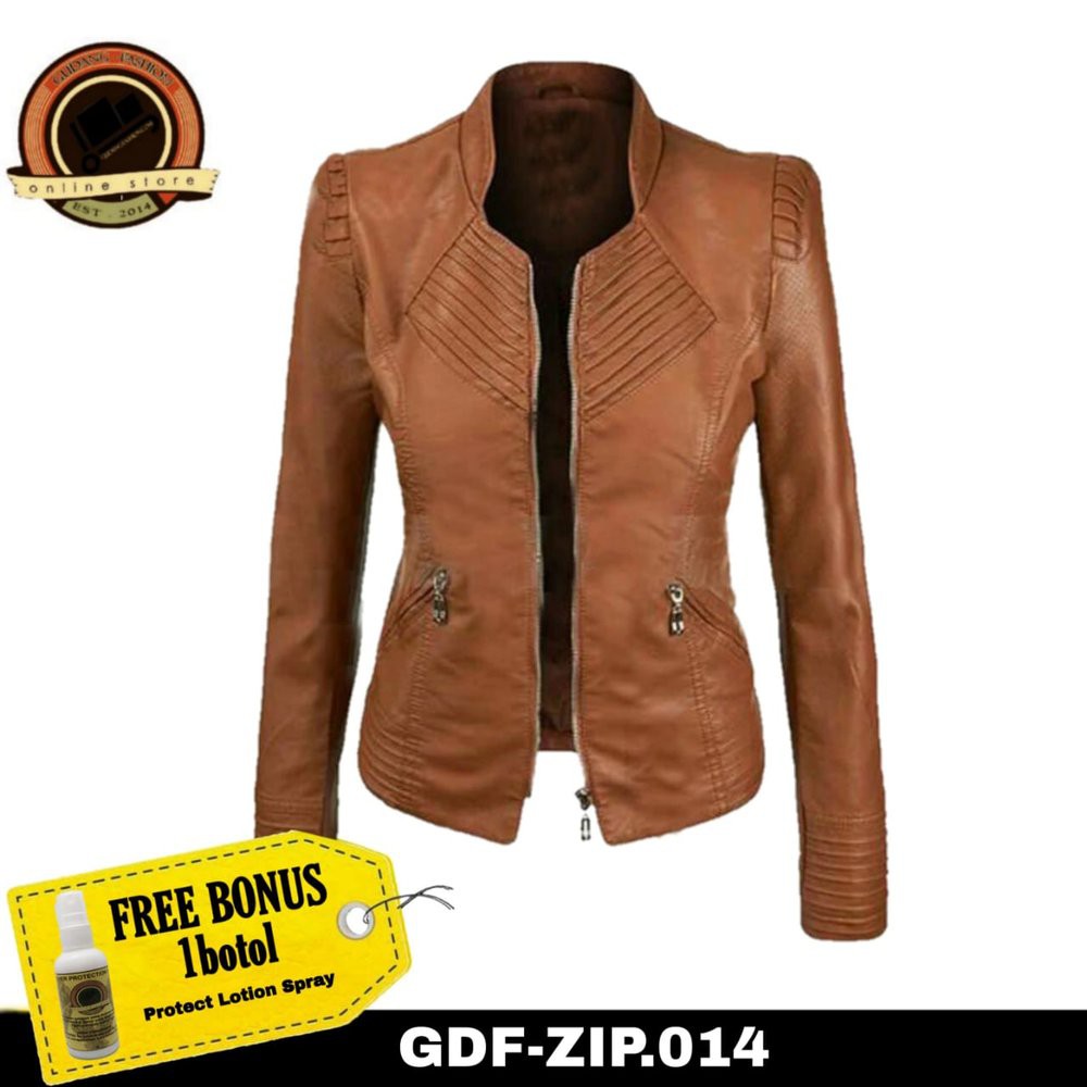 Termurah jaket semi kulit style wanita korea casual Berkualitas