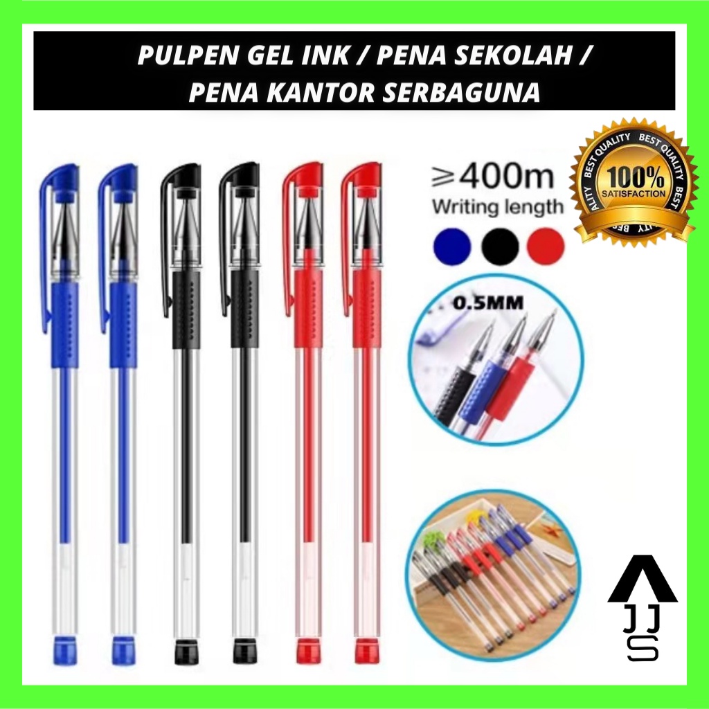 

JJ - Pulpen Gel Ink Pen 0.5mm 3 Warna /Alat Tulis Perlengkapan Sekolah /Pena Tinta Gel Standart Bullet Tip / Refill Isi Pulpen Gel