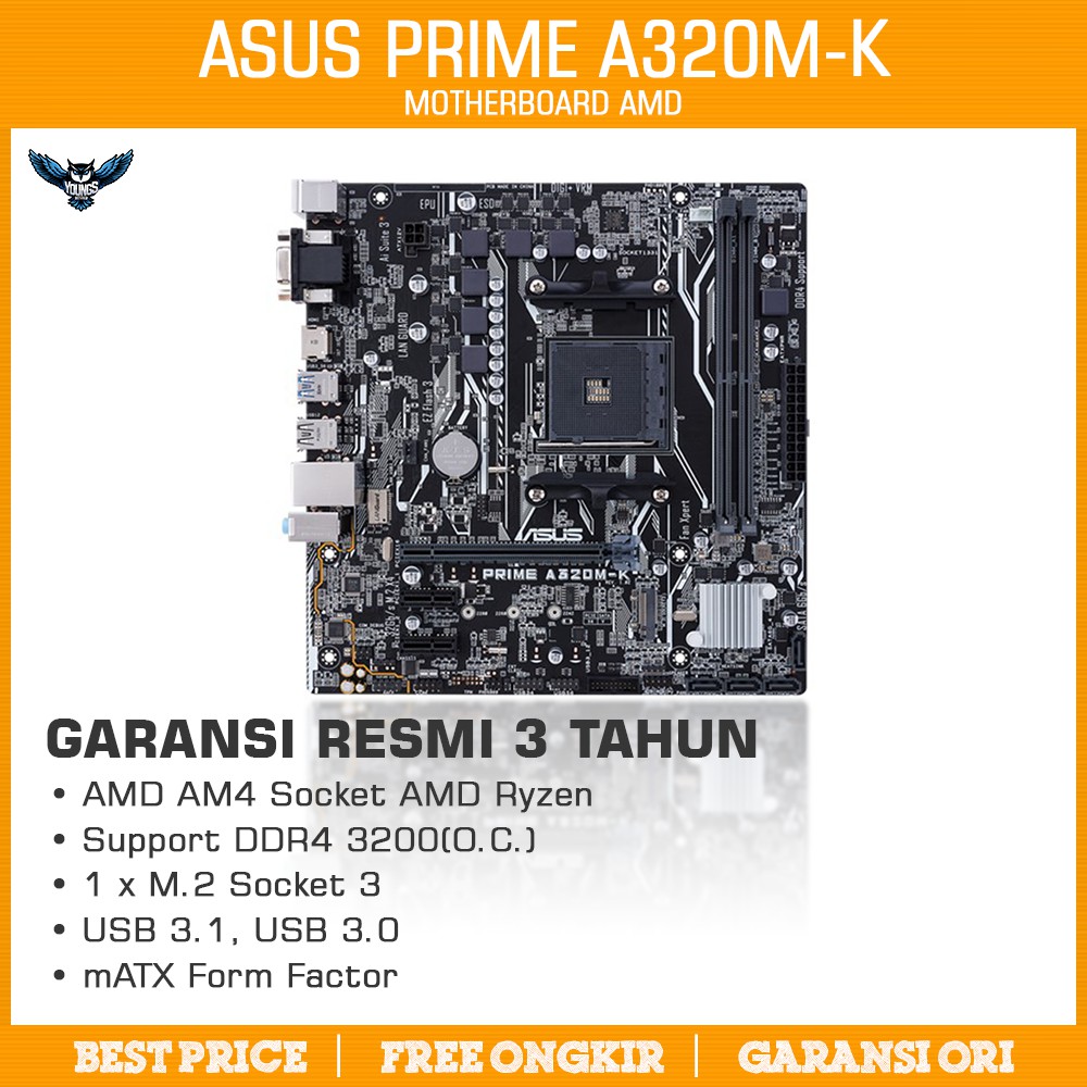 ASUS PRIME A320M-K HDMI M.2 AM4 MOTHERBOARD AMD