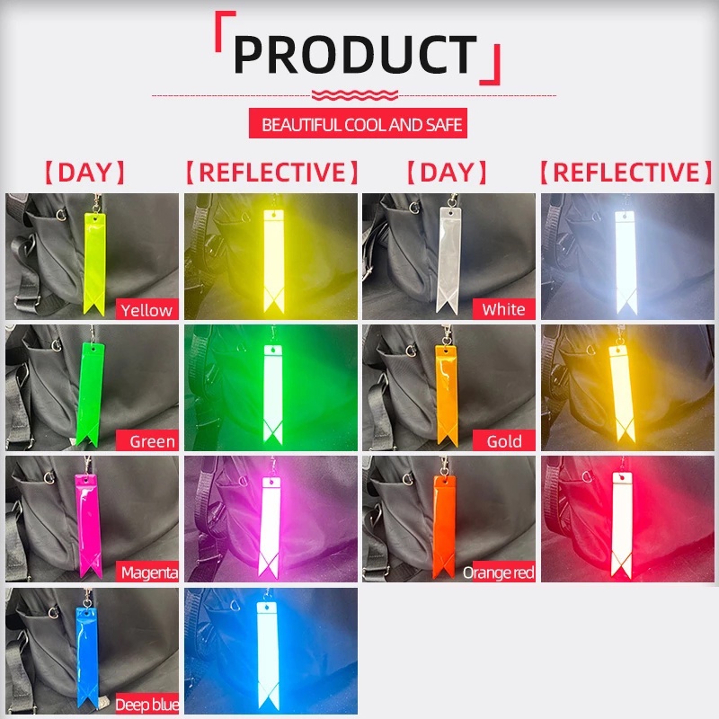 Gantungan Kunci Reflektif Luminous Bahan PVC Tahan Air Untuk Dekorasi Tas