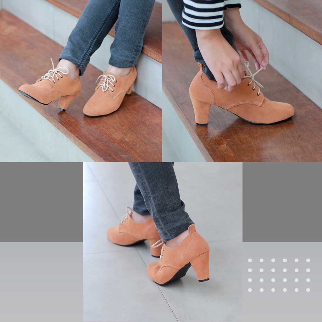 Sepatu High Heels 7cm Wanita Cewek Perempuan Sepatu Hak Model Casual Formal Kerja Kuliah Blackkelly Original