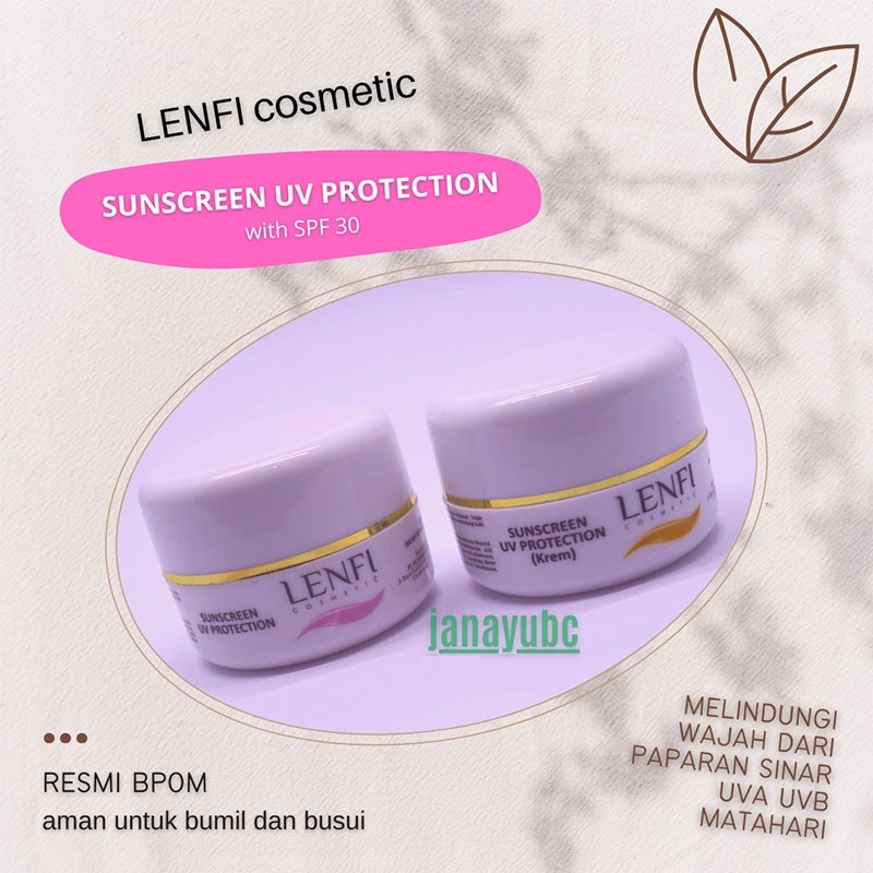 LENFI Sunscreen UV Protection SPF 30 - Pink Putih Krem 10 gr dan lenfi uv protection B3