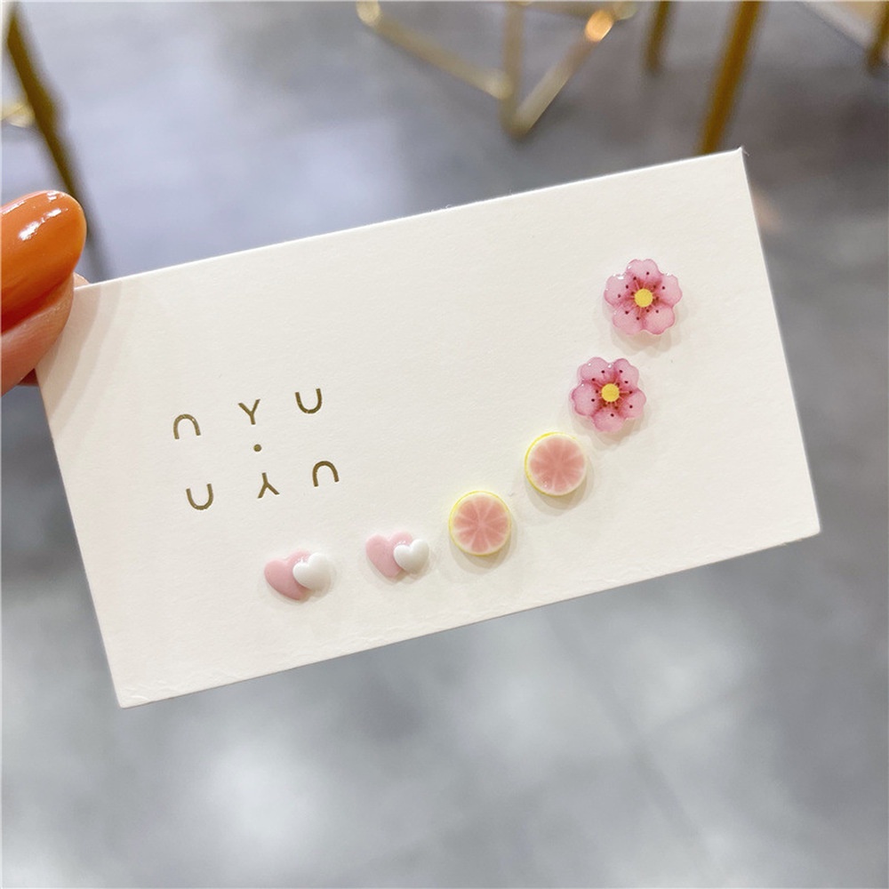 S925 Silver Needle Ceramic Earring Combination Exquisite Small Cute Simple Girl Student Earrings Wholesale 2021