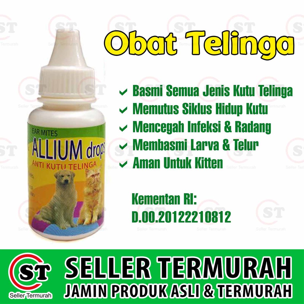 ALLIUM DROP 30ml / Obat Kutu Earmite Tetes / Ear Mites Kuping / Kucing Anjing / Obat Tetes Telinga O