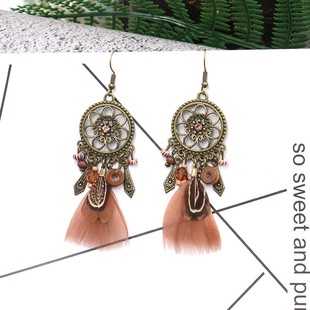 Anting Kait Gantung Desain Dream Catcherrumbai Bulu Gaya Bohemianetnik Untuk Wanita