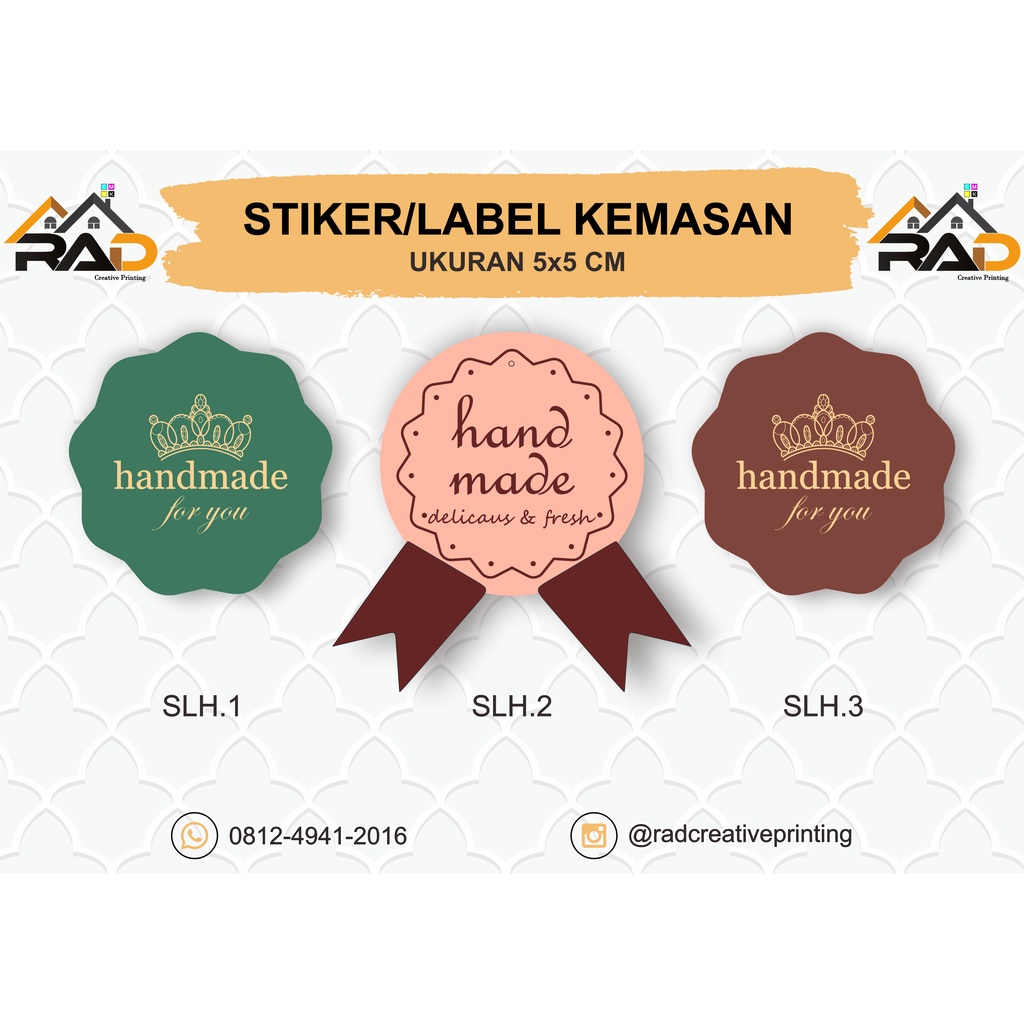 

Cetak Sticker Custom Label handmade / Nama Olshop Online Shop Kemasan Pola Lingkaran Kiss Cut
