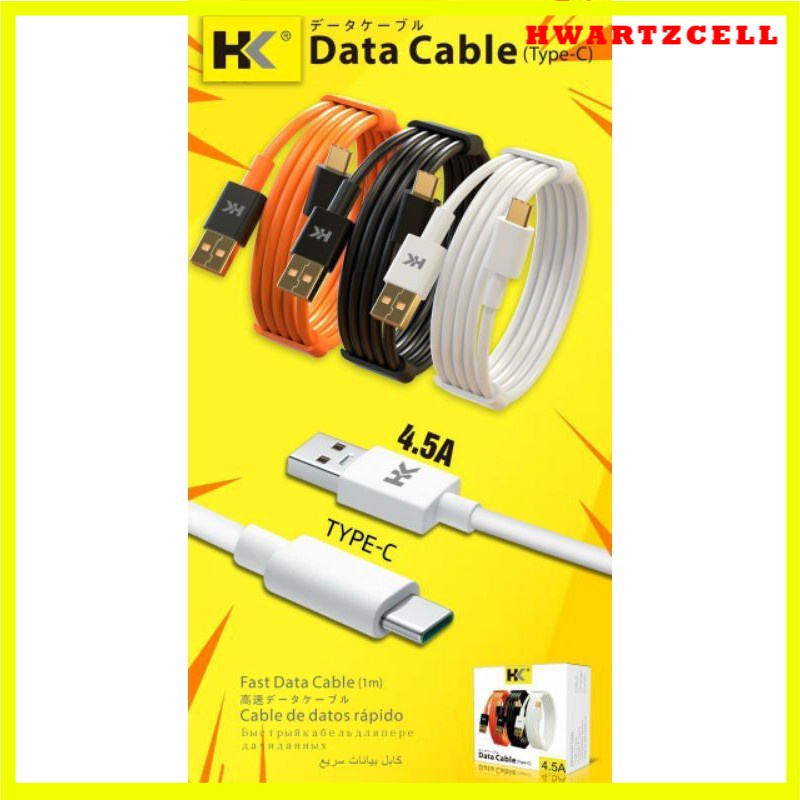 Kabel Data Charger Fast Charging Cable Data HK 4,5A Tipe C Type-C Original